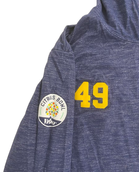 William Wagner Michigan Football Player Exclusive "Citrus Bowl" Pre-Game Warm-Up Performance Hoodie with Number on Front (Size XL)