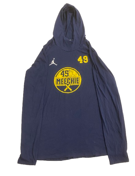 William Wagner Michigan Football Player Exclusive "FIESTA BOWL" "Remembering Meechie" Pre-Game Warm-Up Performance Hoodie with Number on Front & Back (Size XL)