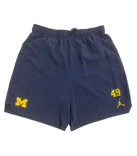 William Wagner Michigan Football Player Exclusive Workout Shorts with Number (Size XL)