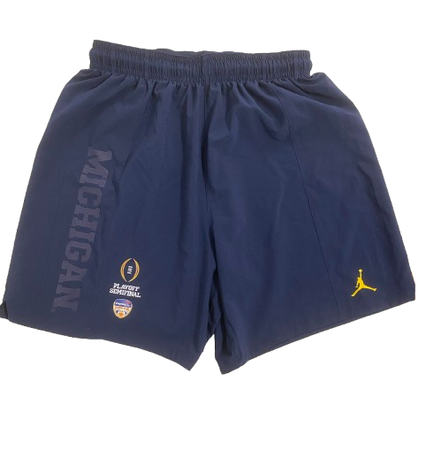 William Wagner Michigan Football Player Exclusive "College Football Playoff Semifinal Orange Bowl" Pre-Game Shorts (Size XL)