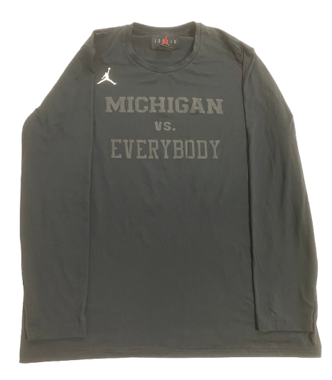 William Wagner Michigan Football Player Exclusive Black "MICHIGAN VS. EVERYBODY" Long Sleeve Shirt (Size XL)