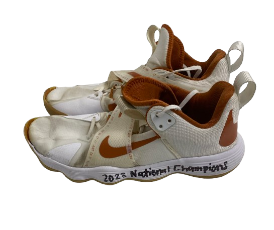 Jenna Wenaas Texas Volleyball SIGNED Player Exclusive GAME WORN Shoes with "2023 National Champions" Inscription (Size 9.5)