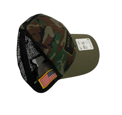 Graeson Malashevich West Virginia Football Team Issued Camo Trucker Hat with American Flag on Side - New with Tags