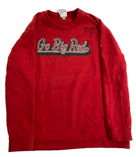 Lindsay Krause Nebraska Volleyball SIGNED Team Issued "GO BIG RED" Crewneck Sweatshirt (Size XL)
