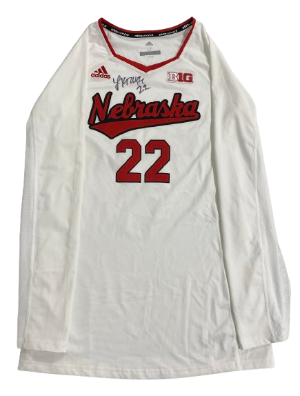 Lindsay Krause Nebraska Volleyball SIGNED Game Worn Jersey (Size LT)