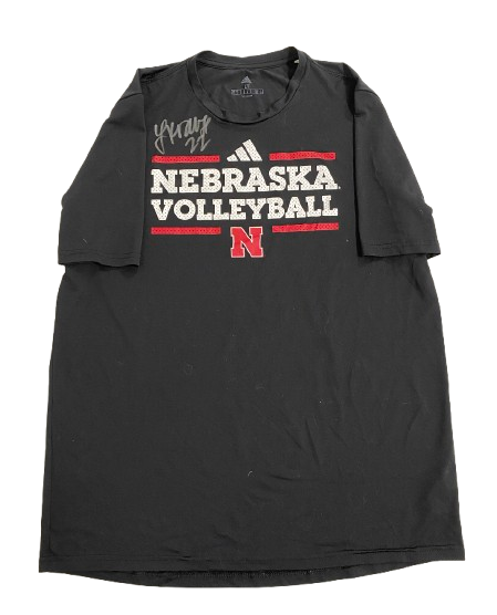 Lindsay Krause Nebraska Volleyball SIGNED Player Exclusive "NEBRASKA VOLLEYBALL" Practice Shirt (Size LT)