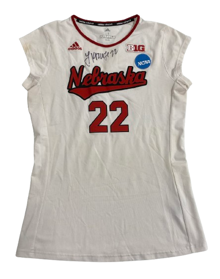 Lindsay Krause Nebraska Volleyball SIGNED 2023 NCAA Tournament Game Worn Jersey with NCAA Patch (Size LT)