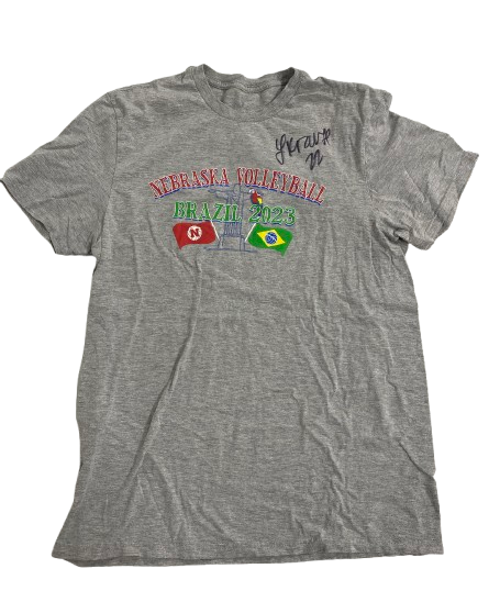 Lindsay Krause Nebraska Volleyball SIGNED 2023 Brazil International Trip T-Shirt