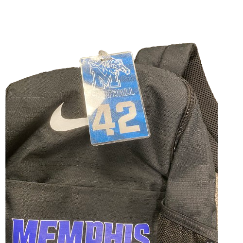 Colby Cox Memphis Football Player Exclusive Travel Backpack with Player Tag