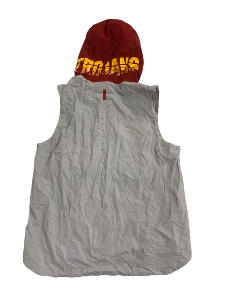 Velus Jones Jr. USC Football Player Exclusive Pre-Game Warm-Up Sleeveless Hoodie with 