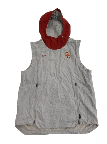 Velus Jones Jr. USC Football Player Exclusive Pre-Game Warm-Up Sleeveless Hoodie with 
