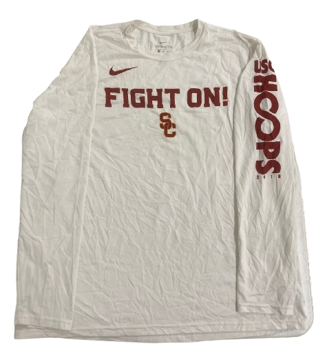 USC Basketball Team Issued 2018 "HOOPS" Long Sleeve Pre-Game Warm-Up / Bench Shirt (Size XXL)