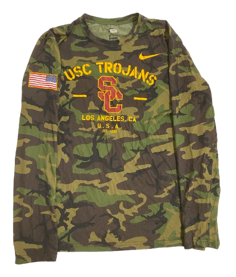 Velus Jones Jr. USC Football Team Issued Long Sleeve Camo Shirt (Size L)