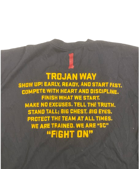Velus Jones Jr. USC Football Player Exclusive "TROJAN WAY" Strength & Conditioning Weight Room Workout Shirt with 