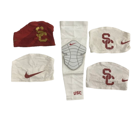 Velus Jones Jr. USC Football Player Exclusive Accessories Set - 4 Headbands & 1 Arm Sleeve