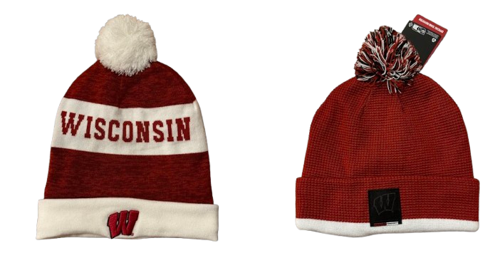 CC Crawford Wisconsin Volleyball Team Issued Set of (2) Beanie Hats
