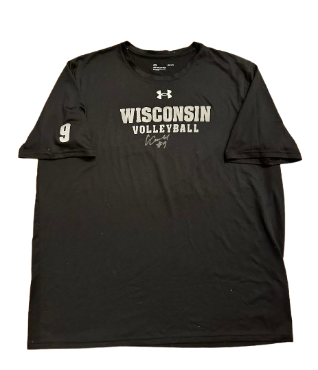 CC Crawford Wisconsin Volleyball SIGNED Player Exclusive Practice Shirt with 