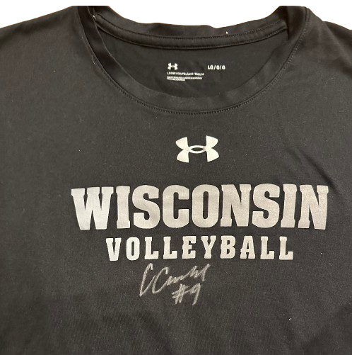 CC Crawford Wisconsin Volleyball SIGNED Player Exclusive Practice Shirt with 