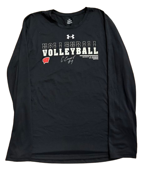 CC Crawford Wisconsin Volleyball SIGNED Player Exclusive Long Sleeve Workout Shirt (Size M)