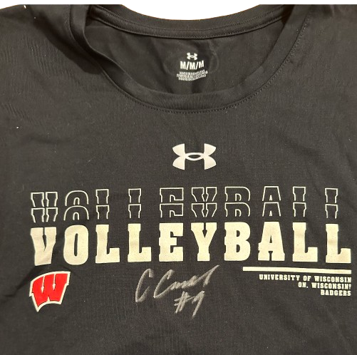 CC Crawford Wisconsin Volleyball SIGNED Player Exclusive Long Sleeve Workout Shirt (Size M)