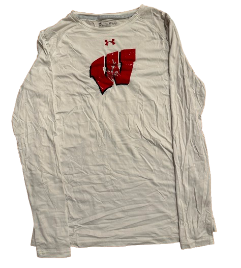 CC Crawford Wisconsin Volleyball SIGNED Team Issued Long Sleeve Practice Shirt (Size LT)