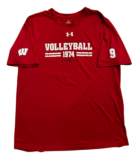 CC Crawford Wisconsin Volleyball SIGNED Player Exclusive Practice Shirt with 