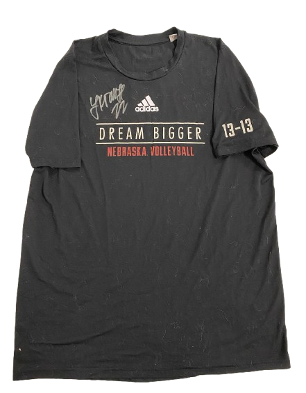 Lindsay Krause Nebraska Volleyball SIGNED Player Exclusive "DREAM BIGGER" Practice Shirt (Size LT)