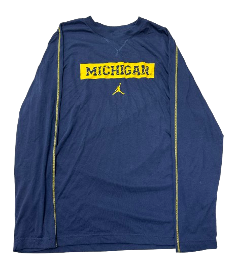 Justin Pippen Michigan Basketball Team Issued Long Sleeve Workout Shirt (Size L)