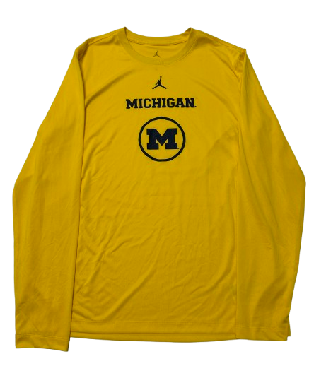 Justin Pippen Michigan Basketball Team Issued Long Sleeve Workout Shirt (Size L)