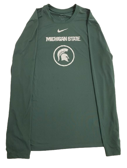 Gehrig Normand Michigan State Basketball Team Issued Long Sleeve Workout Shirt (Size LT)