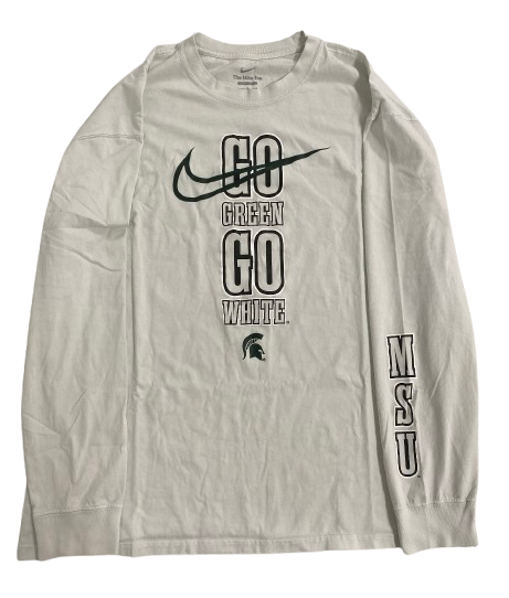 Gehrig Normand Michigan State Basketball Team Issued "GO GREEN GO WHITE" Long Sleeve Shirt (Size L)