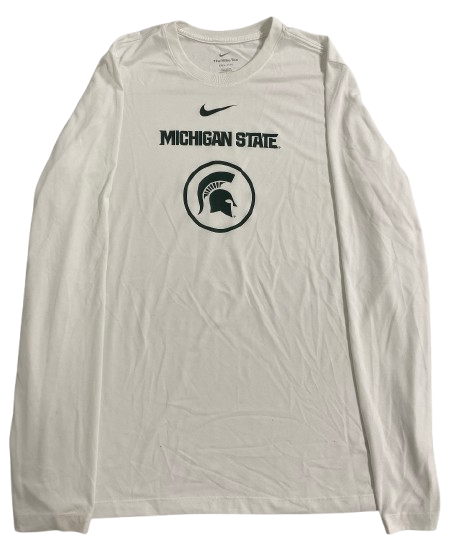 Gehrig Normand Michigan State Basketball Team Issued Long Sleeve Workout Shirt (Size LT)