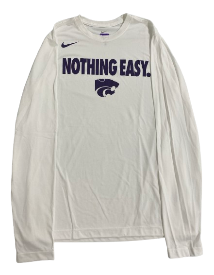 Kansas State Basketball Team Issued "NOTHING EASY." 2025 NCAA Tournament Pre-Game Warm-Up / Bench Long Sleeve Shirt (Size M)
