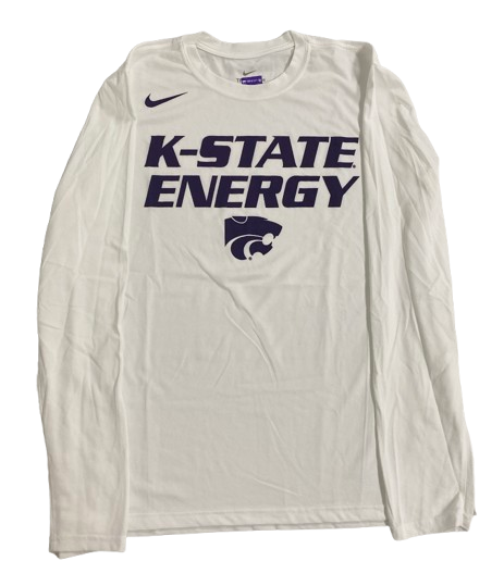 Kansas State Basketball Team Issued "K-STATE ENERGY" Pre-Game Warm-Up Long Sleeve Shooting Shirt (Size M)