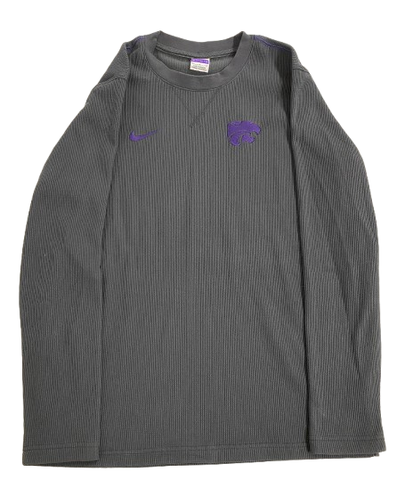 Kansas State Basketball Team Issued Long Sleeve Waffle Style Crewneck Pullover (Size M)