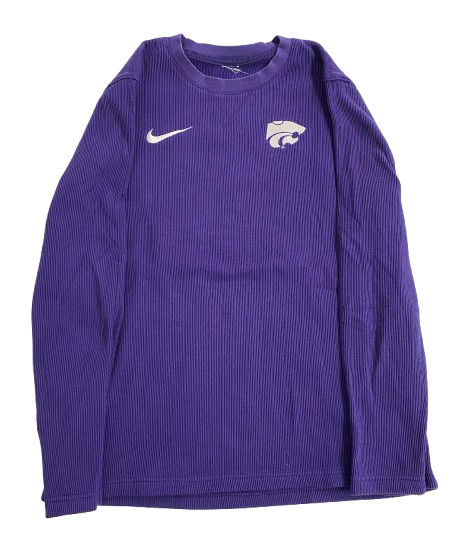 Kansas State Basketball Team Issued Long Sleeve Waffle Style Crewneck Pullover (Size M)