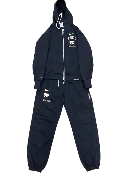 Kansas State Basketball Team Issued Full Sweatsuit - Jacket & Sweatpants (Size M)