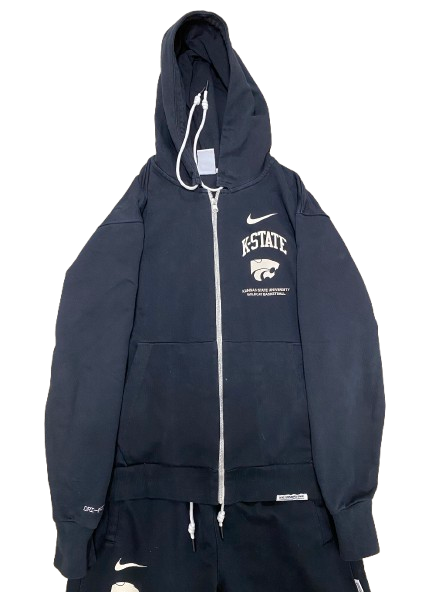 Kansas State Basketball Team Issued Full Sweatsuit - Jacket & Sweatpants (Size M)