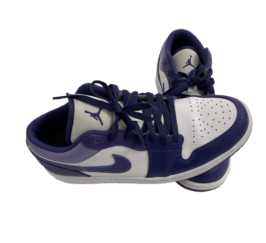 Kansas State Basketball Team Issued "Air Jordan 1 Low Purple Sky J" Shoes (Size 10)