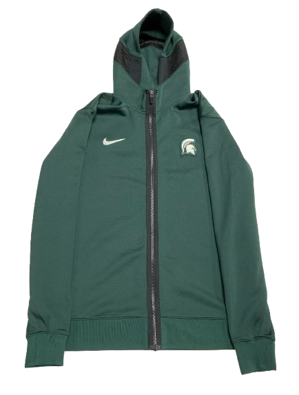 Tyson Walker Michigan State Basketball Player Exclusive Pre-Game Warm-Up Jacket with "MICHIGAN STATE" on Back (Size M)