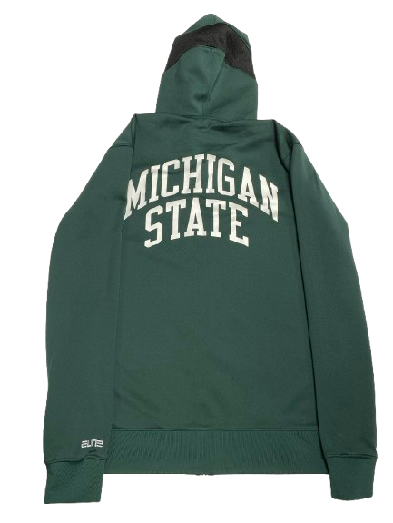 Tyson Walker Michigan State Basketball Player Exclusive Pre-Game Warm-Up Jacket with "MICHIGAN STATE" on Back (Size M)