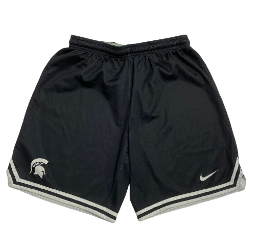 Tyson Walker Michigan State Basketball Player Exclusive Black Practice Shorts (Size M)