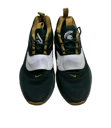 Tyson Walker Michigan State Basketball Player Exclusive Photo Day & Practice Worn Shoes (Size 11.5) - PHOTOMATCHED