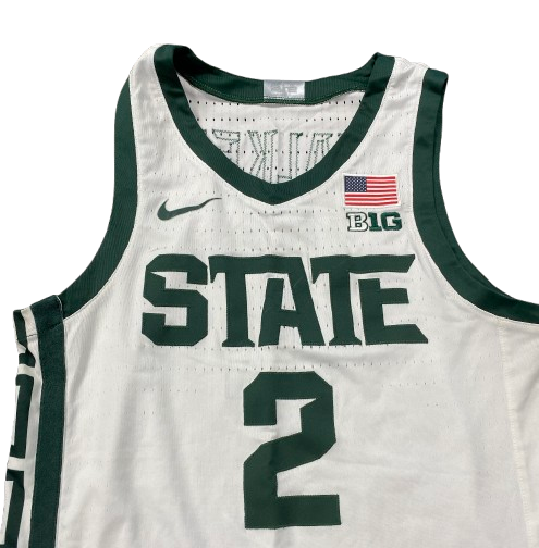Tyson Walker Michigan State Basketball 2023-2024 Game Worn Jersey (Size 44) - PHOTOMATCHED