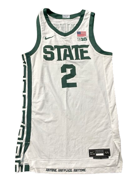 Tyson Walker Michigan State Basketball 2023-2024 Game Worn Jersey (Size 44) - PHOTOMATCHED