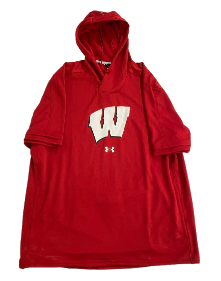 Graham Mertz Wisconsin Football Player Exclusive Short Sleeve Performance Hoodie (Size XL)