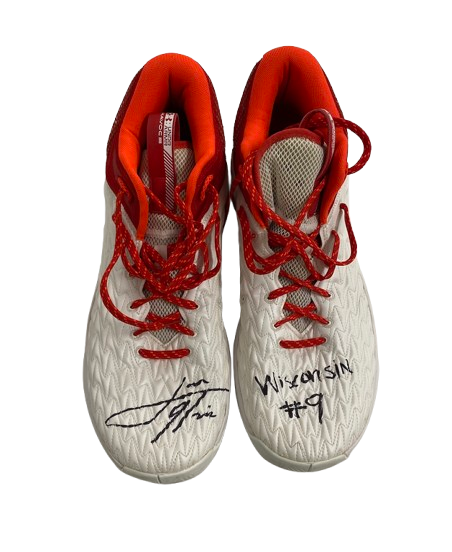John Tonje Wisconsin Basketball Team Issued SIGNED & INSCRIBED Practice Worn & Photo Day Shoes (Size 15) - PHOTOMATCHED