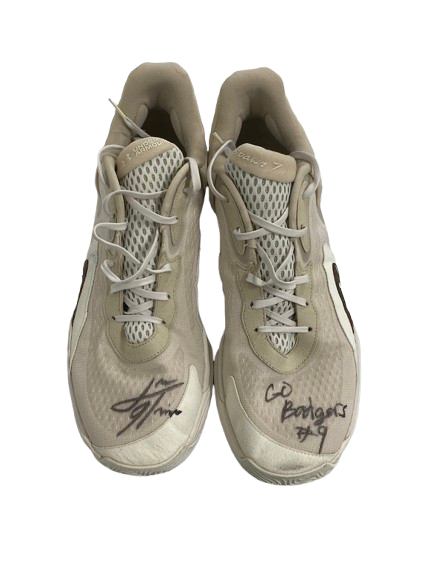 John Tonje Wisconsin Basketball Team Issued SIGNED & INSCRIBED Practice Worn Shoes (Size 15)