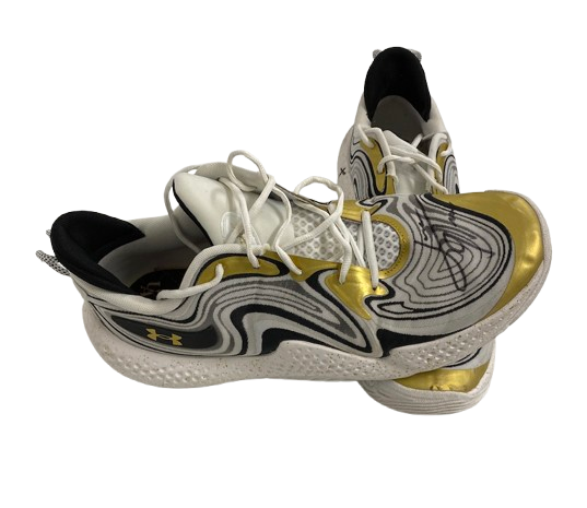 John Tonje Wisconsin Basketball Team Issued SIGNED & INSCRIBED Big Ten Tournament Game Worn Shoes (Size 15) - PHOTOMATCHED