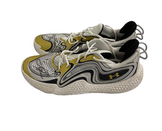 John Tonje Wisconsin Basketball Team Issued SIGNED & INSCRIBED Big Ten Tournament Game Worn Shoes (Size 15) - PHOTOMATCHED